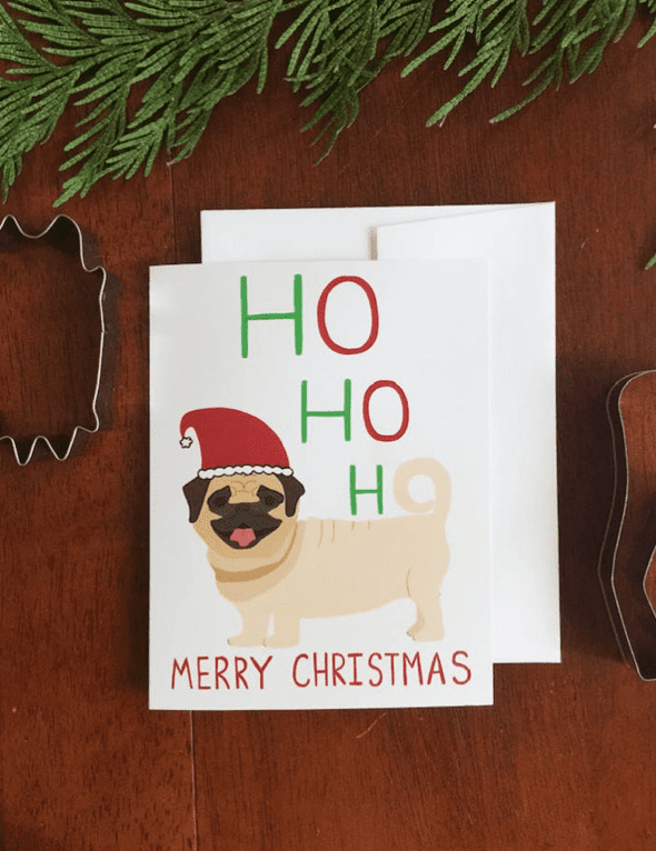 Holiday Greeting Card  - Ho Ho Ho Pug