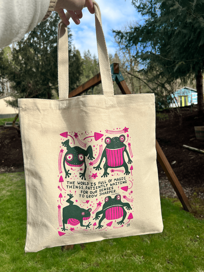 Frogs and Mushrooms - Tote Bag - The World Full Of Magic Things