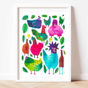 Fancy Chickens - Art Print