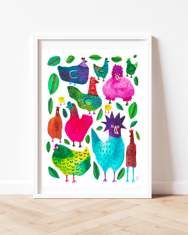 Fancy Chickens - Art Print
