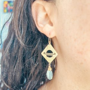 Collab With Morgen Barrett - Saturn Moonstone Earrings