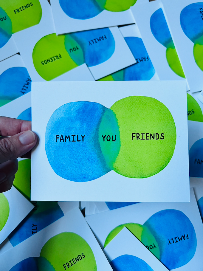 Greeting Card - Friends Family Venn Diagram