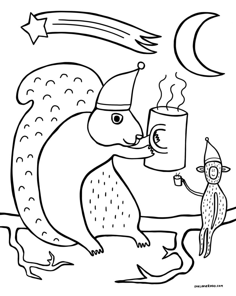 Winter nights coloring page - FREE